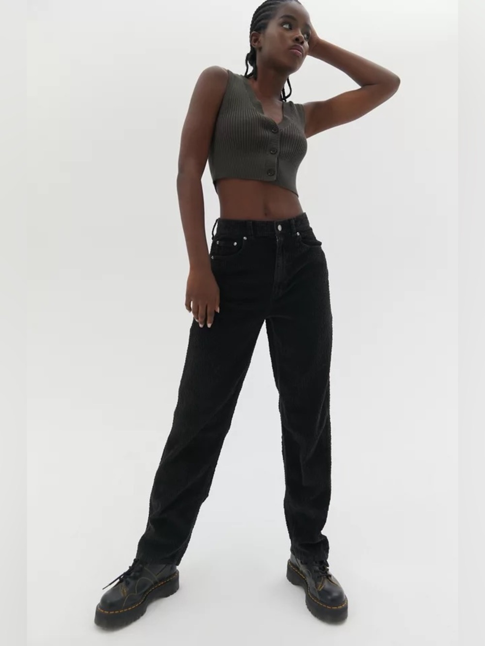 BDG Urban Outfitters Black Bubble Cord High Rise Baggy Pants Size 25